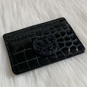 Tory Burch Embossed Croc Card Holder Wallet